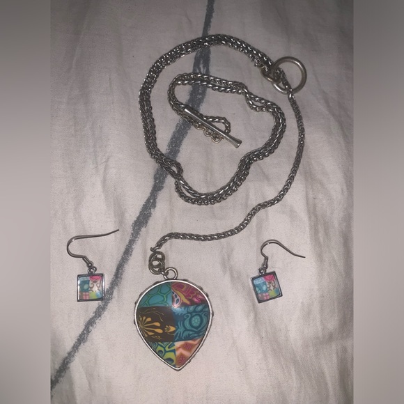 Jilzara jewelry necklace and matching earrings. Handmade with real clay! - Picture 12 of 13